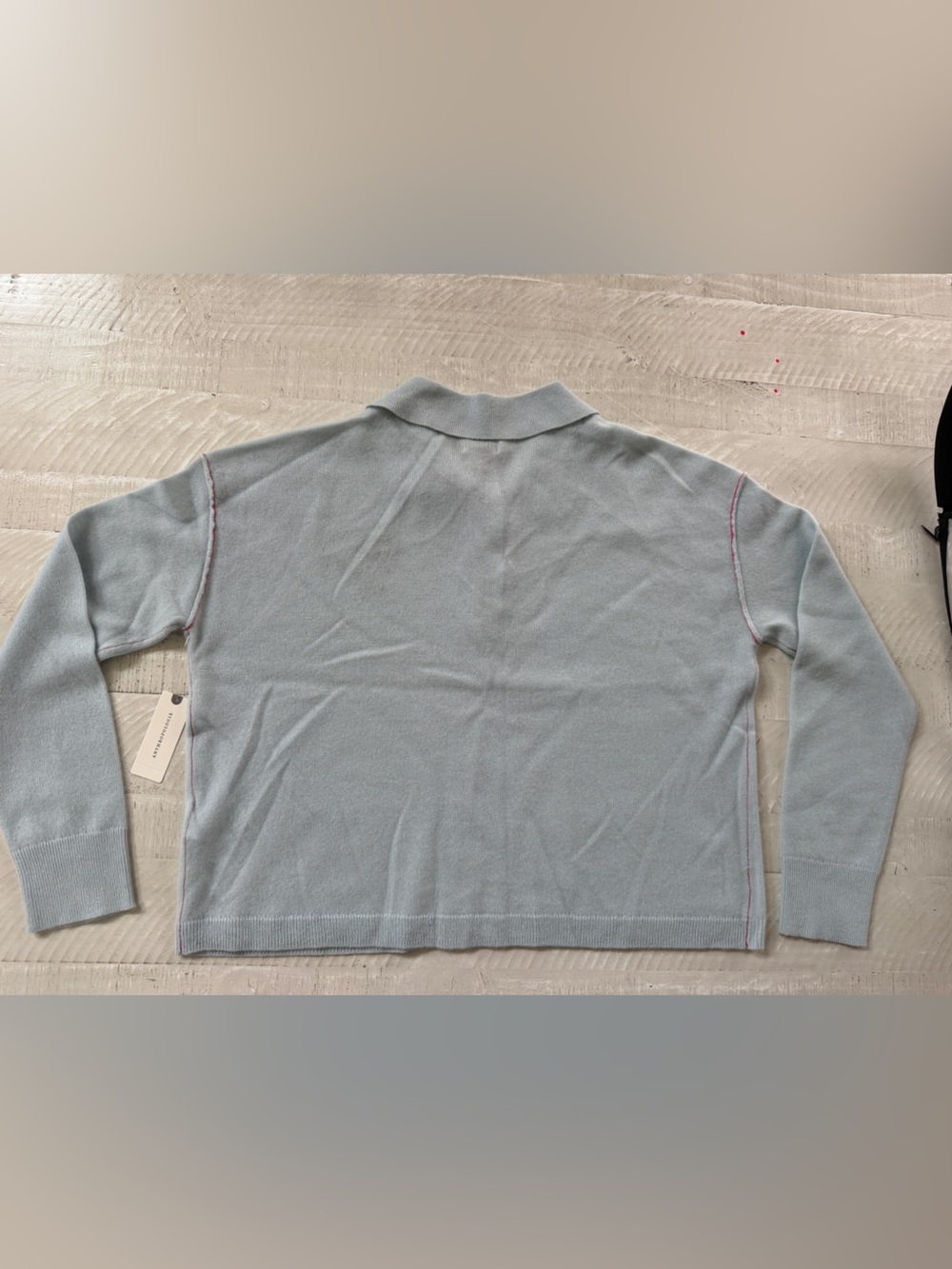Anthropologie Pilcro The Jensen Cashmere Polo Sweater Dog Light Blue NWT Medium - Picture 5 of 12